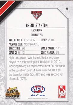 2011 Select AFL Champions #56 Brent Stanton Back